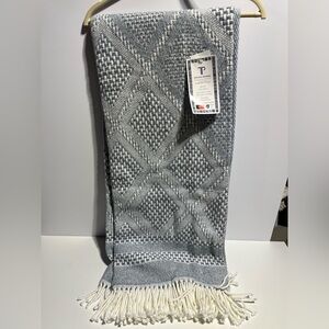 NEW Blue Gray + Off White Oversized throw blanket